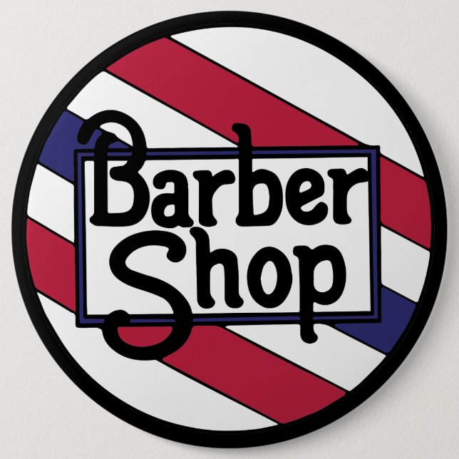 Barbershop Red White and Blue Button (Front)