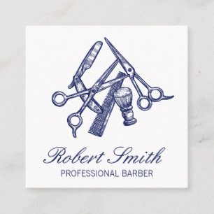 Barbershop Salon Hair Stylist Tools Square Business Card