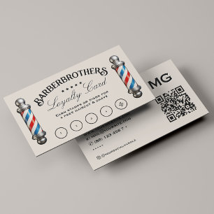 Barbershop Sand Barber Pole Loyalty Reward Business Card