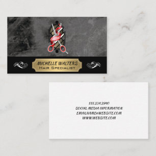 Barbershop Scissors Barber Pole Logo Business Card