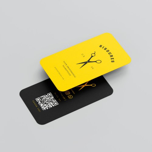 Barbershop Scissors Hairstylist Yellow Barber Business Card