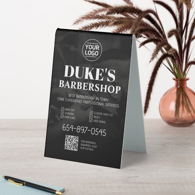 Barbershop Services Custom Table Tent Sign (In SItu (Table))