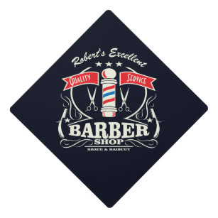 Barbershop Shave & Haircut Barberpole Graduate Graduation Cap Topper