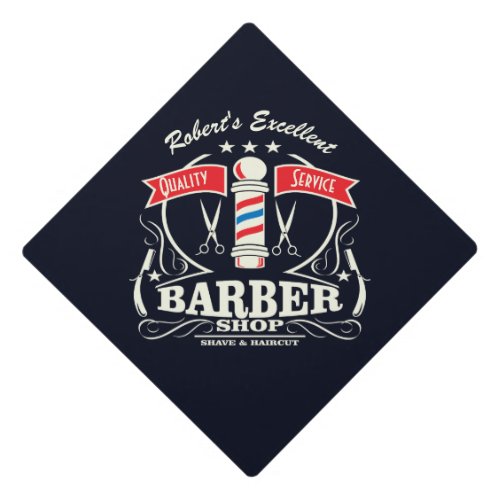 Barbershop Shave  Haircut Barberpole Graduate Graduation Cap Topper