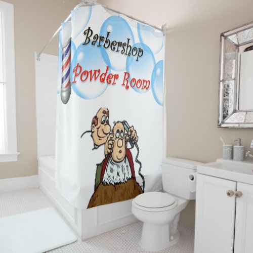 Barbershop Shower Curtain Powder Room