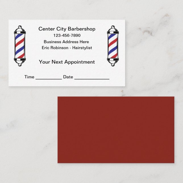 Barbershop Simple Budget Appointment Reminder Card (Front/Back)