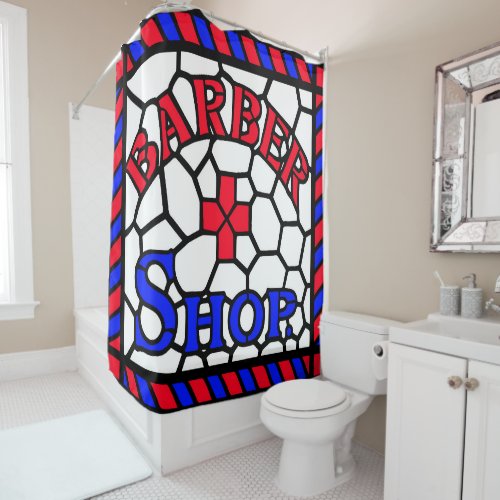 Barbershop Stained Glass Shower Curtain
