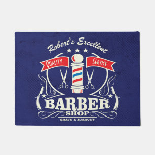 Barbershop Stylist Barber Entrance Door Mat Blue