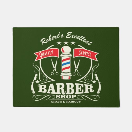 Barbershop Stylist Barber Entrance Green Door Mat
