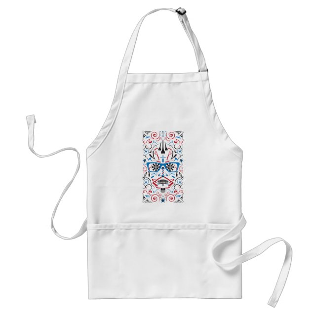 barbershop sugar skull adult apron (Front)