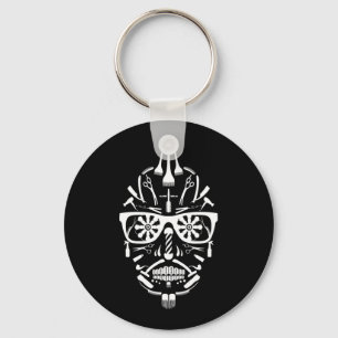 barbershop sugar skull keychain