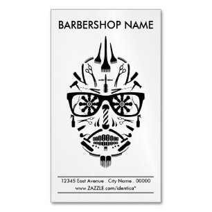 barbershop sugar skull magnetic business card