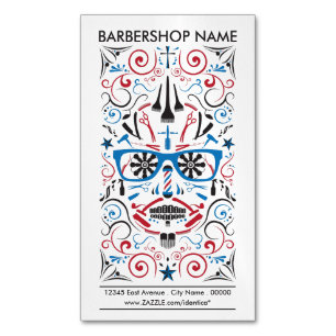 barbershop sugar skull magnetic business card