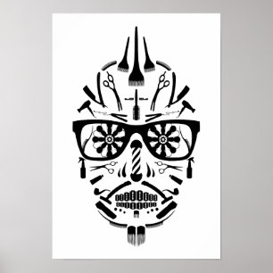 barbershop sugar skull poster