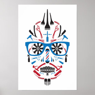 barbershop sugar skull poster