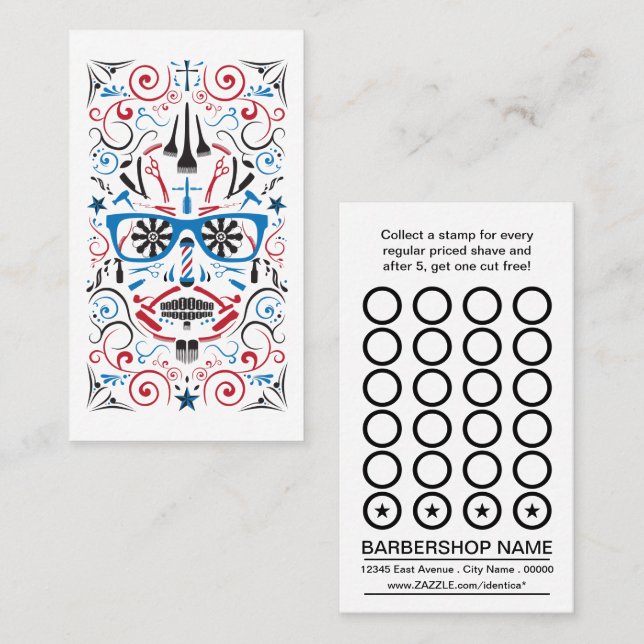 barbershop sugar skull punch card (Front/Back)