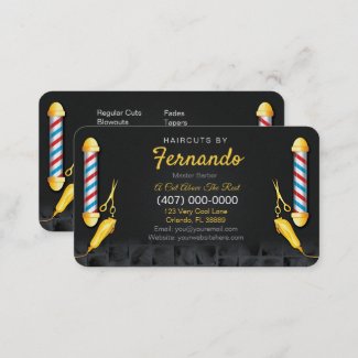 Barbershop Template (Barber pole and clippers) Business Card