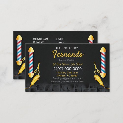 Barbershop Template Barber pole and clippers Business Card