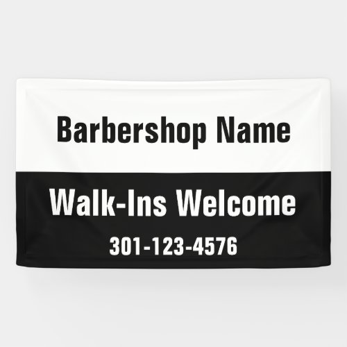 Barbershop Walk_Ins Welcome Black White Template Banner