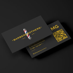 Barbershop Yellow Black Classic Barber Pole  Business Card