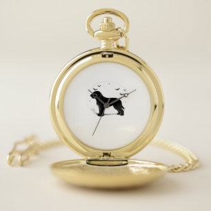 Barbet Dog – Halloween Moon Silhouette Oversized T Pocket Watch