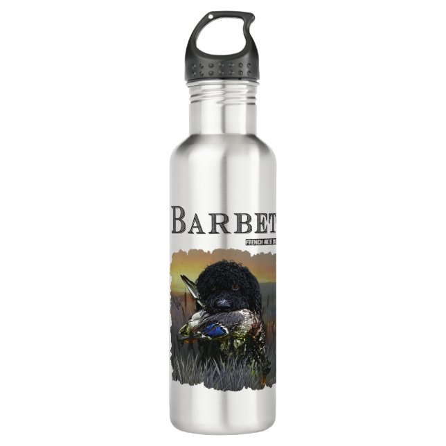 Barbet , 	French Water Dog   Stainless Steel Water Bottle (Front)