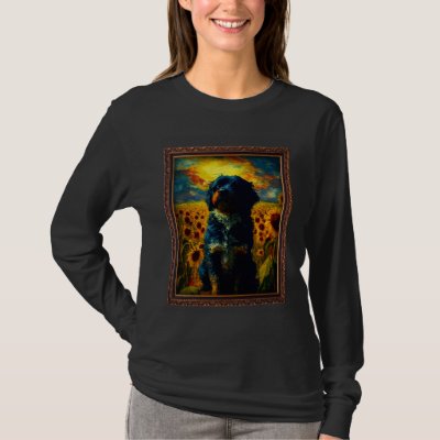 Barbet Painting Sunflower Flower Mom Women Floral T-Shirt