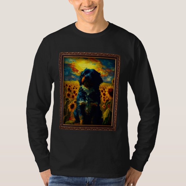 Barbet Painting Sunflower Flower Mom Women Floral T-Shirt (Front)