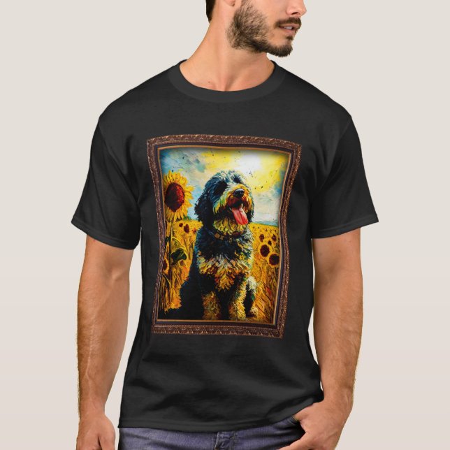 Barbet Painting Sunflower Flower Mom Women Floral  T-Shirt (Front)