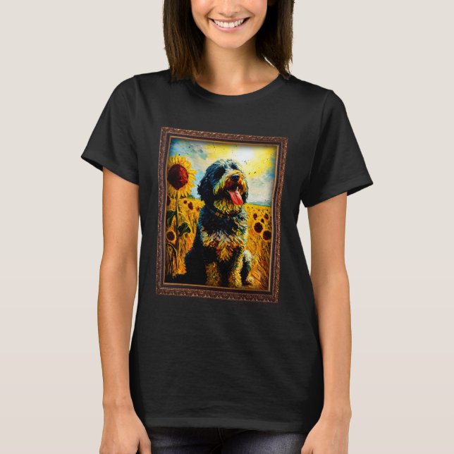 Barbet Painting Sunflower Flower Mom Women Floral  T-Shirt (Front)