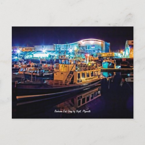 Barbican Fish Quay by Night, Plymouth Postcard