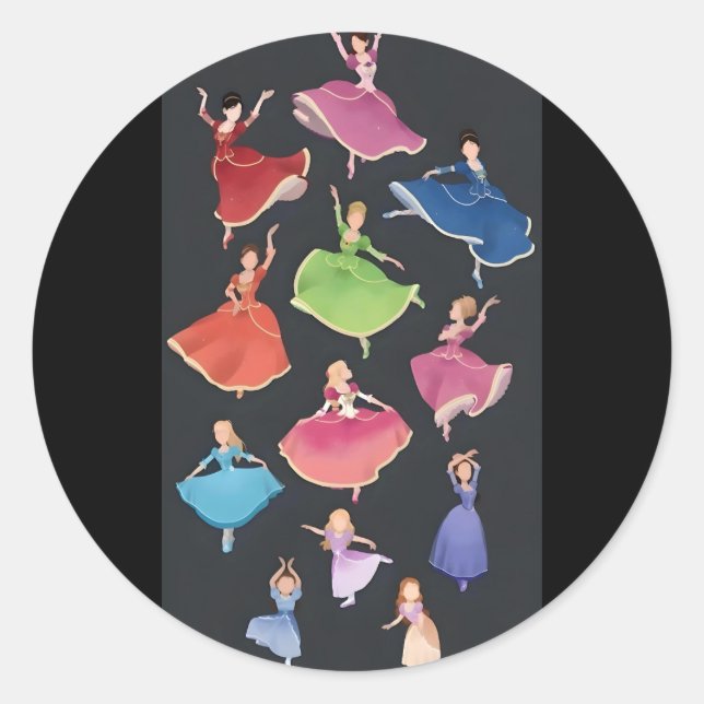 Barbie 12 dancing princesses  classic round sticker (Front)