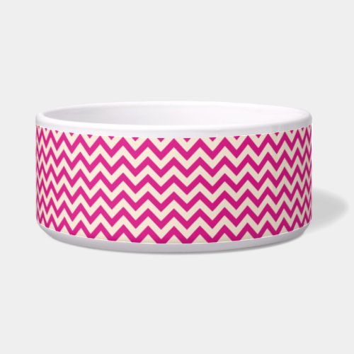 Barbie Pink and Antique White Chevron Bowl