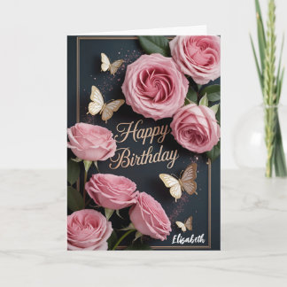 Barbie pink roses flowers card