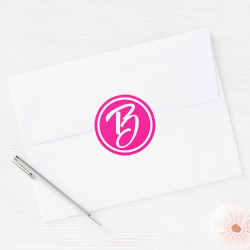 Barbiecore Calligraphy Letter Hot Pink Classic Round Sticker