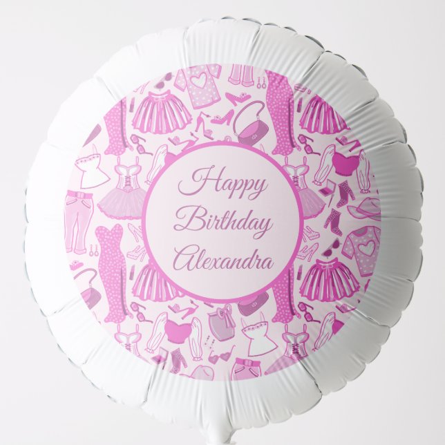 Barbiecore Pink and Hot Pink Fashion Pattern Balloon (Front)