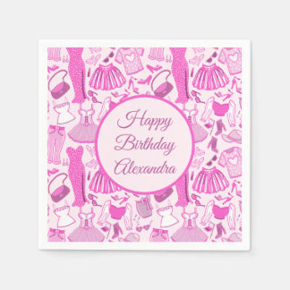 Barbiecore Pink and Hot Pink Fashion Pattern Napkins