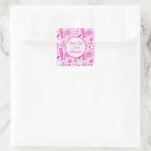 Barbiecore Pink and Hot Pink Fashion Pattern Square Sticker
