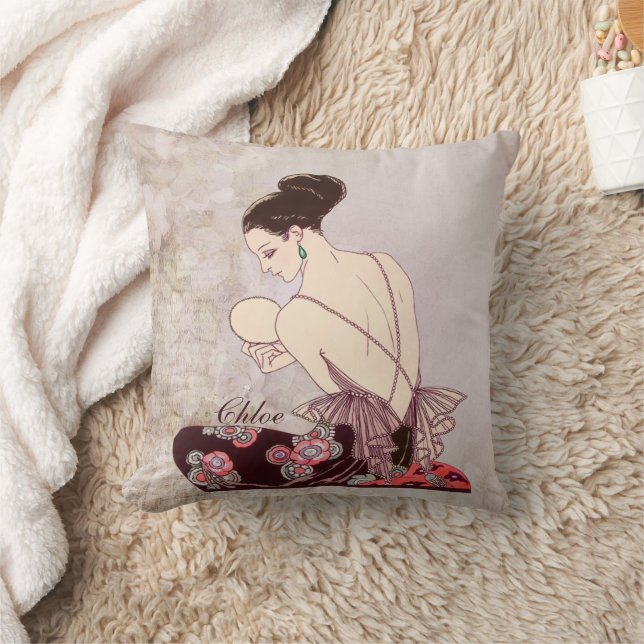 Barbier Art Deco Fashion Image Le Bonheur du Jour Throw Pillow (Blanket)