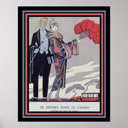Barbier Art Deco Leaving for the Casino 16 x 20 Poster