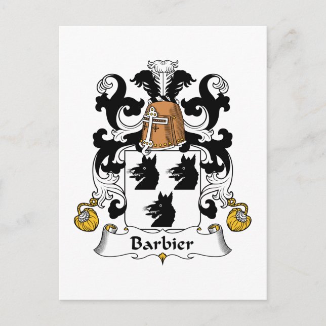 Barbier Family Crest Postcard (Front)