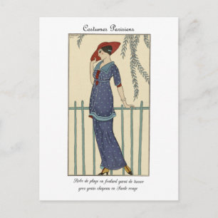 Barbier Fashion Illustration Costumes Parisiens Postcard