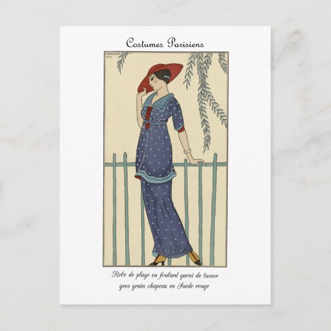 Barbier Fashion Illustration Costumes Parisiens Postcard (Front)