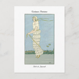 Barbier Fine Art Fashion Illustration Robe Nansouk Postcard
