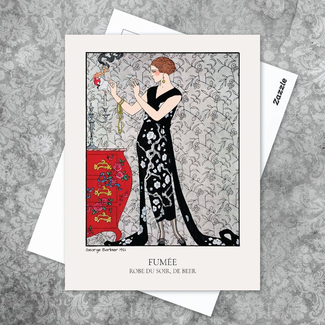 Barbier Smoke Art Deco Fashion Illustration  Postcard (Creator Uploaded)