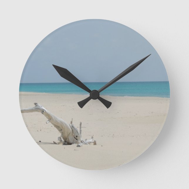 Barbuda Driftwood Beach Round Clock (Front)