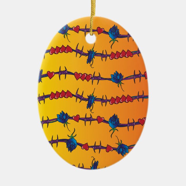 Barbwire Ceramic Ornament (Front)