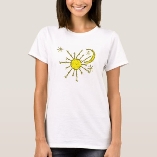 barbwire moon sun and stars copy T_Shirt