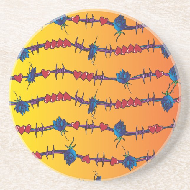Barbwire Sandstone Coaster (Front)