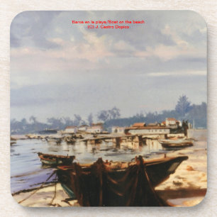 Barca en la playa/Boat on the beach Beverage Coaster